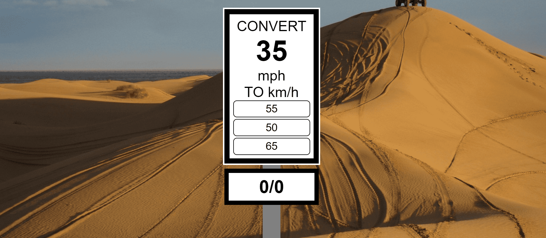 Speed Limit Conversion Game desktop view