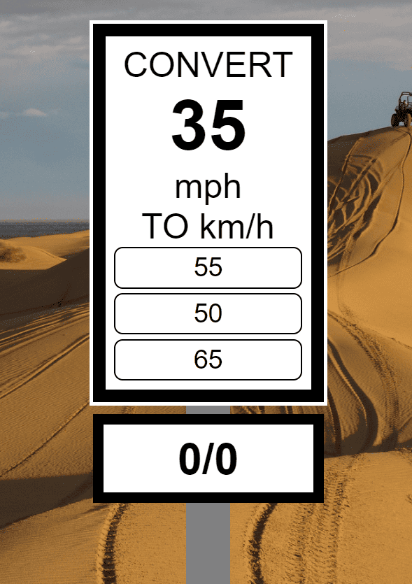 Speed Limit Conversion Game mobile view